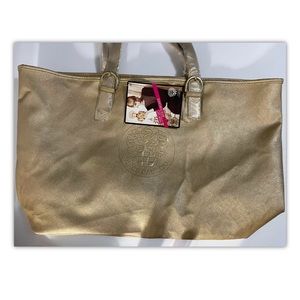 Vince Camuto Large Gold Shoulder Tote/Bag 20.5x5.5x13 NEW